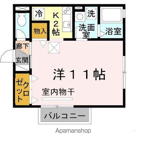 ベルコート木の座(1K/1階)の間取り写真