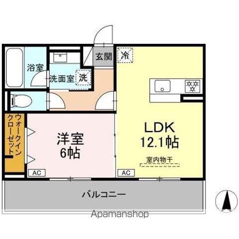 COLLAB 北宿(1LDK/2階)の間取り写真