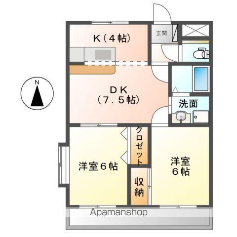 メゾンフリージア(2LDK/1階)の間取り写真