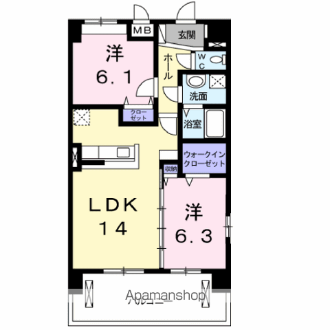 スイーツファクトリー深沢(2LDK/7階)の間取り写真