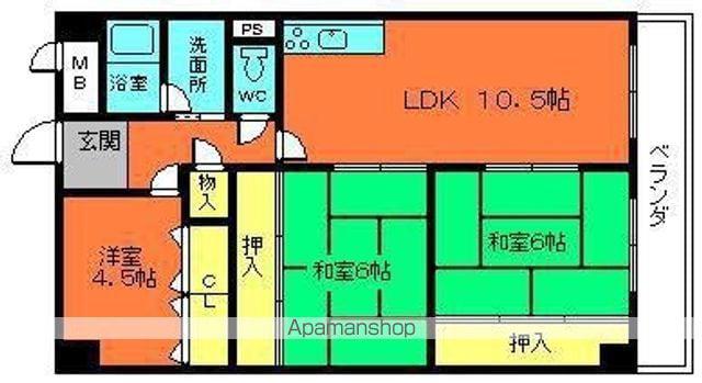 ランプリ築山(3LDK/3階)の間取り写真