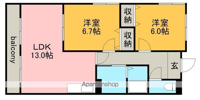 メゾン川口Ⅴ(2LDK/3階)の間取り写真