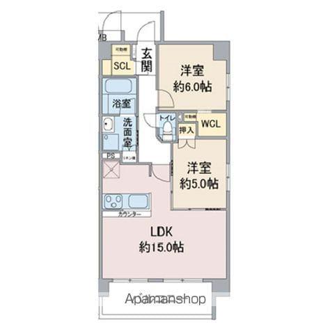 エトワール社が丘(2LDK/2階)の間取り写真
