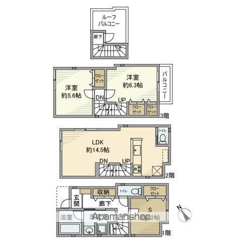 東京地下鉄半蔵門線 押上駅 徒歩7分 3階建 築7年(2SLDK)の間取り写真
