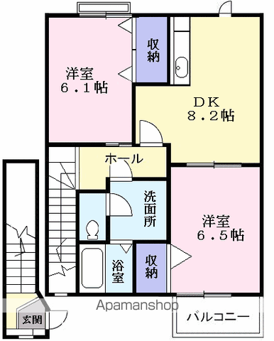 コスモハイツA(2DK/2階)の間取り写真