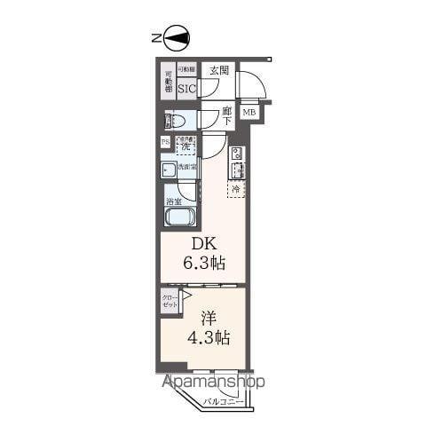 ハーモニーレジデンス東新宿(1DK/2階)の間取り写真