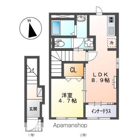 リアン五日市中央(1LDK/2階)の間取り写真