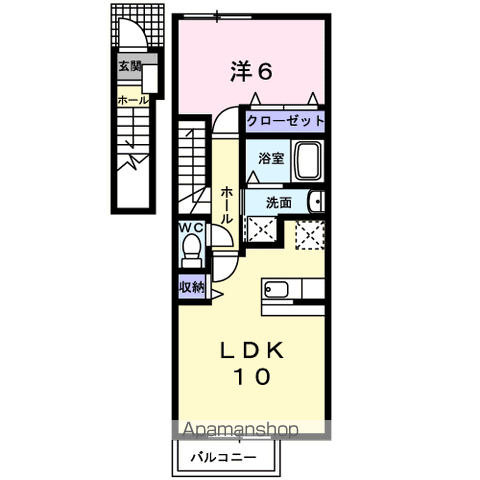 キャトルセゾン Ⅱ(1LDK/2階)の間取り写真