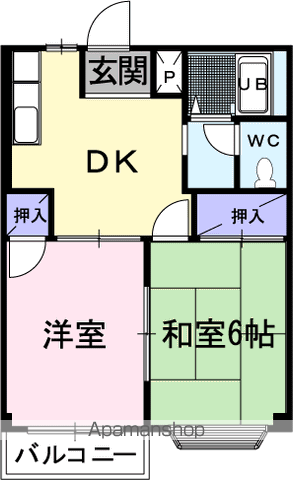 ユリカハイツⅡ(2DK/1階)の間取り写真