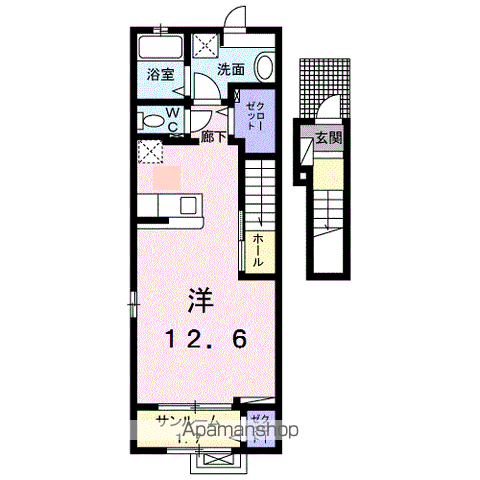 ステイズ ワン(1K/2階)の間取り写真
