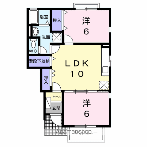 ヴィラ・ファミール A棟(2LDK/1階)の間取り写真