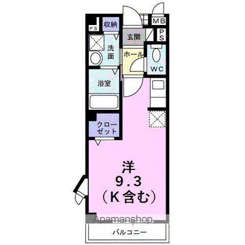 ラピスラズリ(ワンルーム/2階)の間取り写真