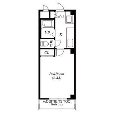 サンライズ(1K/4階)の間取り写真