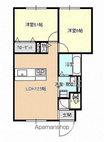ラフィーネ東城北(2LDK/1階)の間取り写真