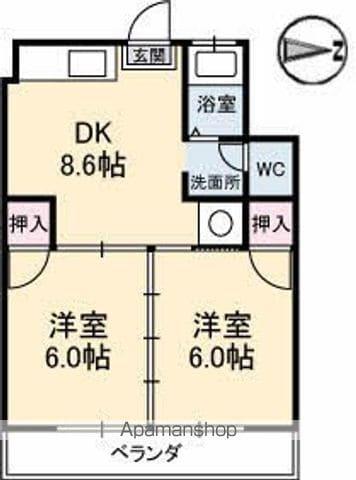 上野ビル(2DK/3階)の間取り写真