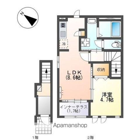RION Ⅱ(1LDK/2階)の間取り写真