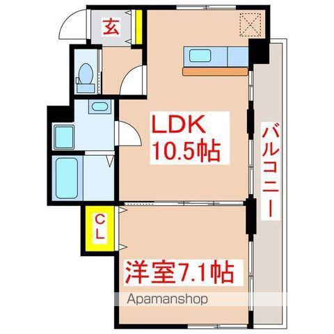 KMビル(1LDK/4階)の間取り写真