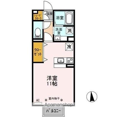 幸ー歩1024 A/B/C(ワンルーム/2階)の間取り写真