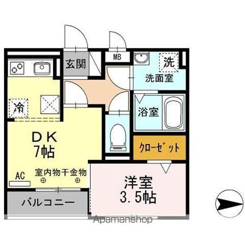 エバラン(1DK/1階)の間取り写真