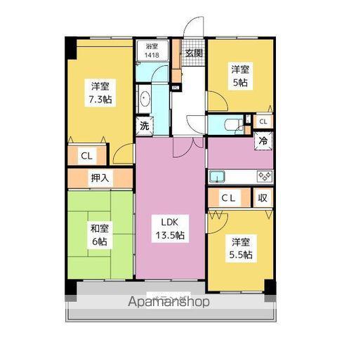 アンピール長住Ⅱ(4LDK/5階)の間取り写真