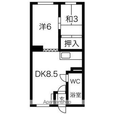 内藤パレス(2DK/4階)の間取り写真