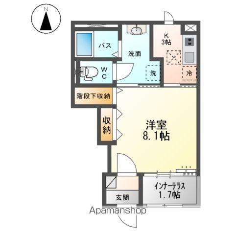 仲間町アパートA棟(1K/1階)の間取り写真