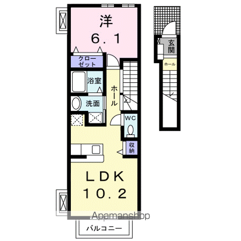 シェノートル ヨノミ(1LDK/2階)の間取り写真