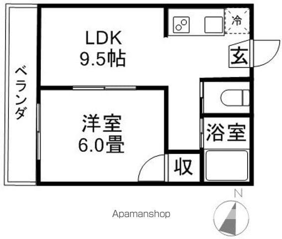 中央 ハイツ(1LDK/3階)の間取り写真
