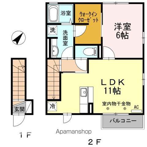 レ・セーナ パレスB(1LDK/2階)の間取り写真