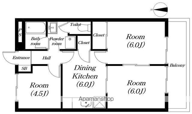 コーポあすなろ(3DK/1階)の間取り写真