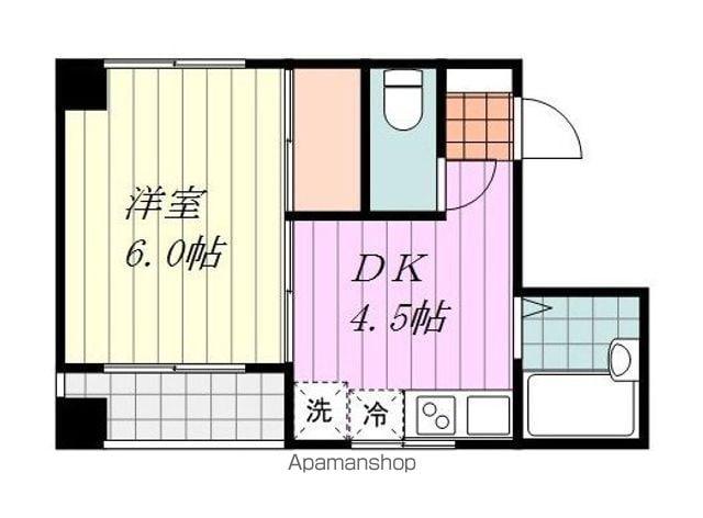クリエイションビル小坂(1DK/4階)の間取り写真