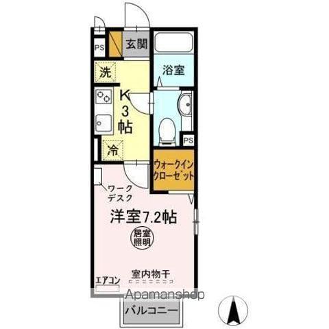 ルミエールⅡ(1K/2階)の間取り写真