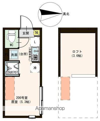 ハーモニーテラス中村南(ワンルーム/2階)の間取り写真