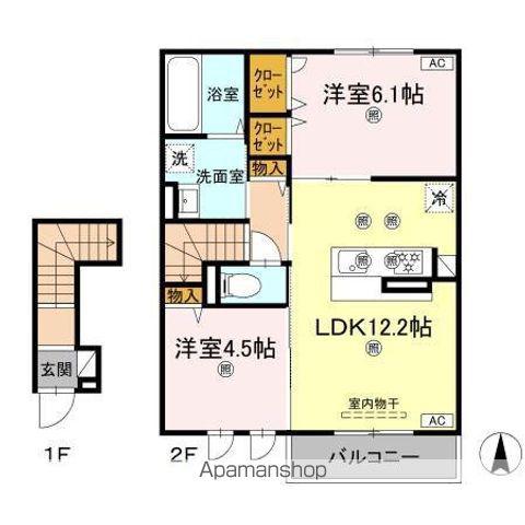 BENEⅡ(2LDK/2階)の間取り写真