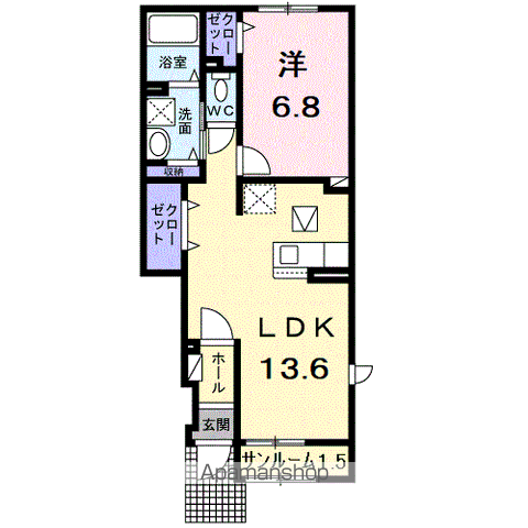 ノイエスレーベン(1LDK/1階)の間取り写真