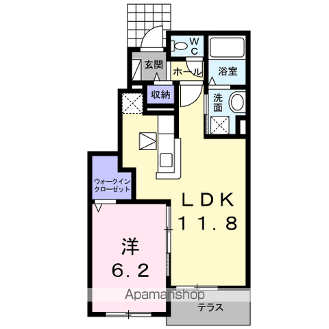 CASA 4(1LDK/1階)の間取り写真