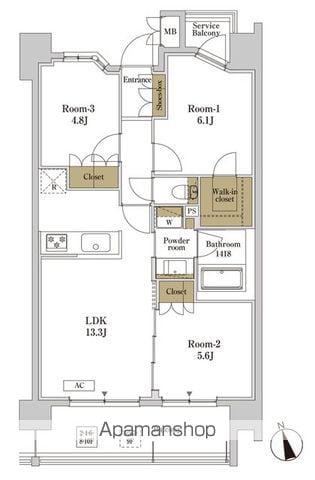 RJRプレシア川口(3LDK/3階)の間取り写真
