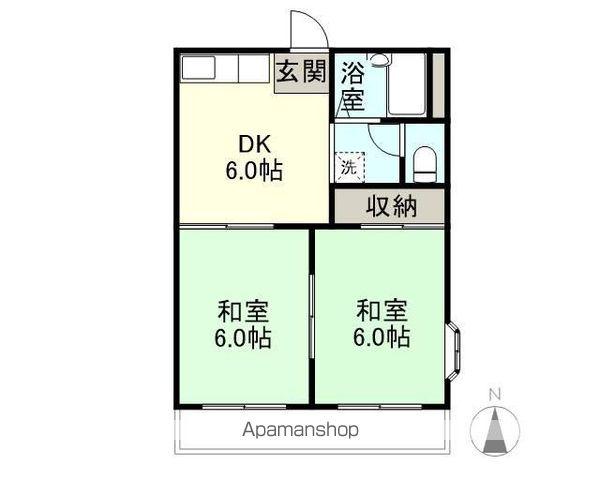 コーポフレグランスB(2DK/2階)の間取り写真