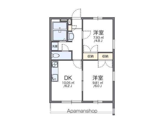 レオパレスドミールA館(2DK/1階)の間取り写真