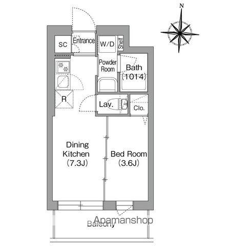 コンフォリア・リヴ両国イースト(1DK/2階)の間取り写真