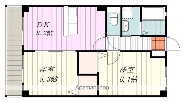 フォブール道後(2DK/3階)の間取り写真