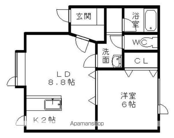 根室本線 帯広駅 徒歩15分 2階建 築30年(1LDK/1階)の間取り写真
