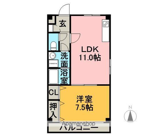 マーブル下石(1LDK/4階)の間取り写真