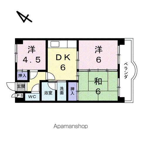 クレセントマンション(3DK/3階)の間取り写真