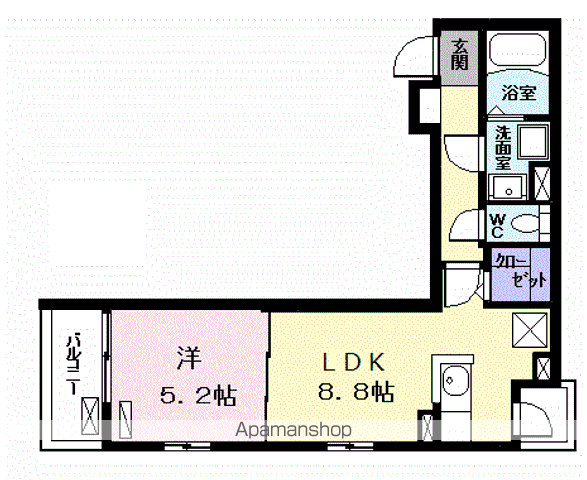 サニーフラット(1LDK/2階)の間取り写真