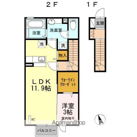 ルイティア II(1LDK/2階)の間取り写真