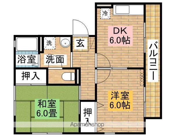 ハイカムール梅寿(2DK/1階)の間取り写真