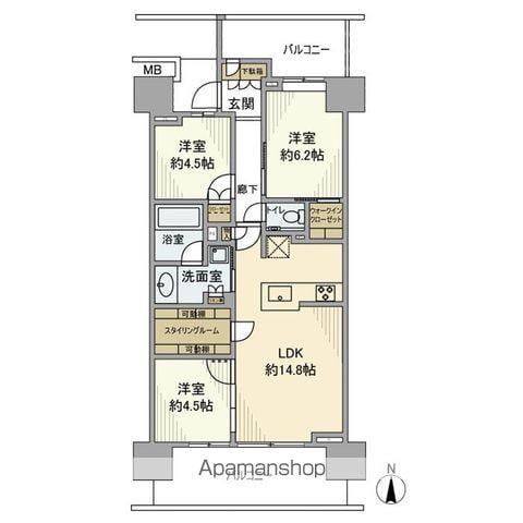 プラウト 武蔵新城ステーションマークス(3LDK/6階)の間取り写真