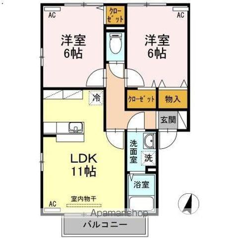 エーデルハイムⅠ(2LDK/2階)の間取り写真