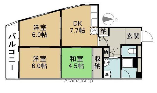 かすがタウン(3DK/2階)の間取り写真